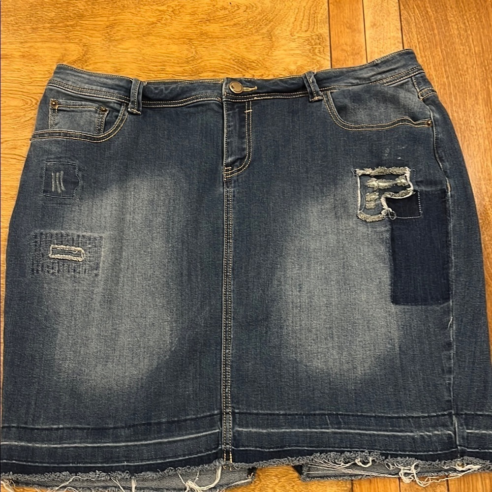 Lane Bryant Blue Knee-Length Pencil Denim Skirt